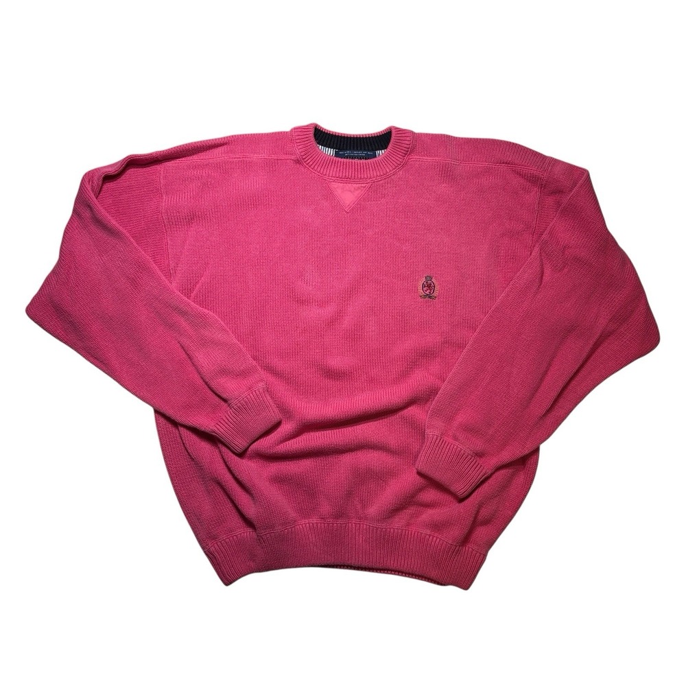 Tommy Hilfiger Sweater Mens XL Pink Long Sleeve Pullover Preppy Casual Adult